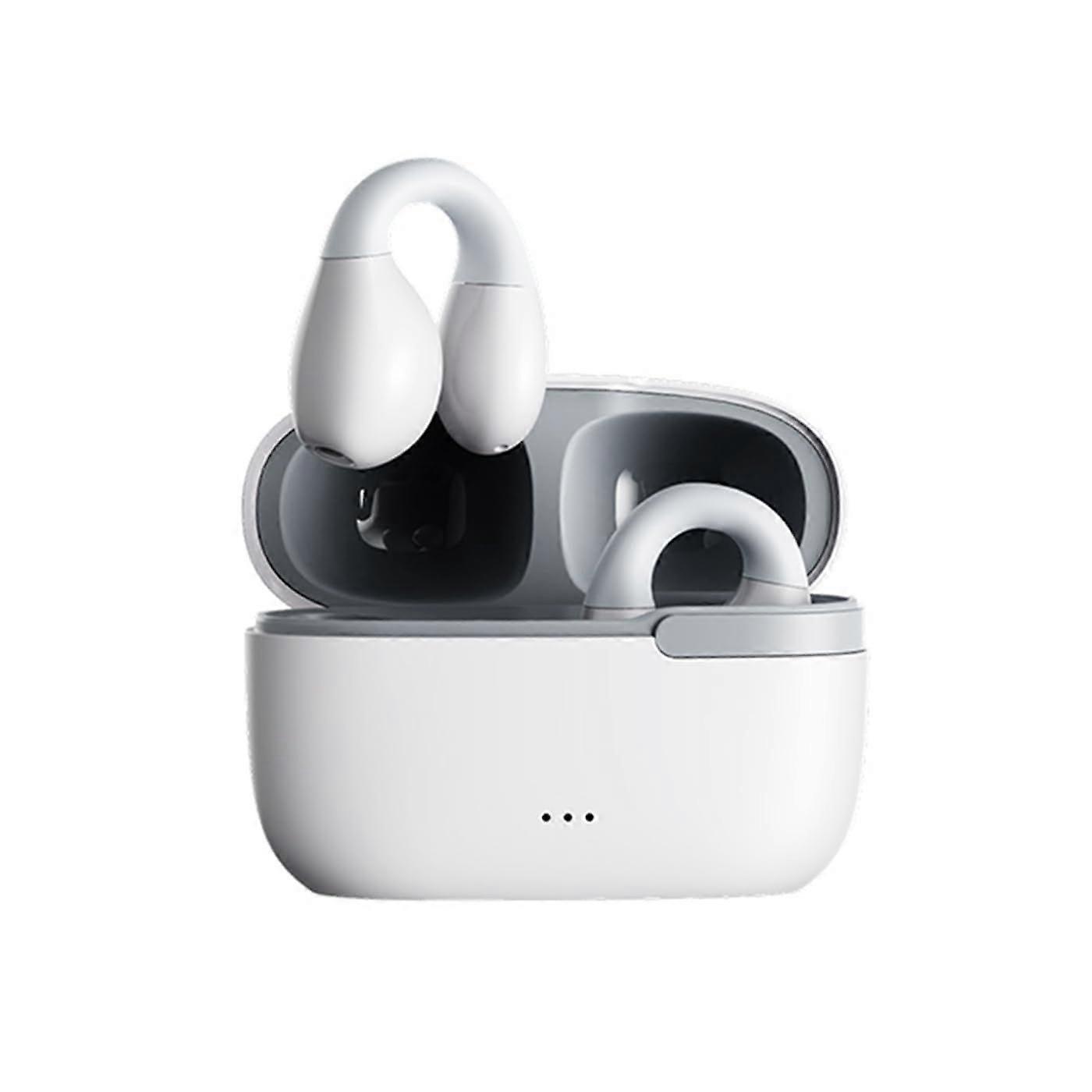 Bluetooth ear clip bone conduction headset Bluetooth 5.3 suitable for sports and work(White)