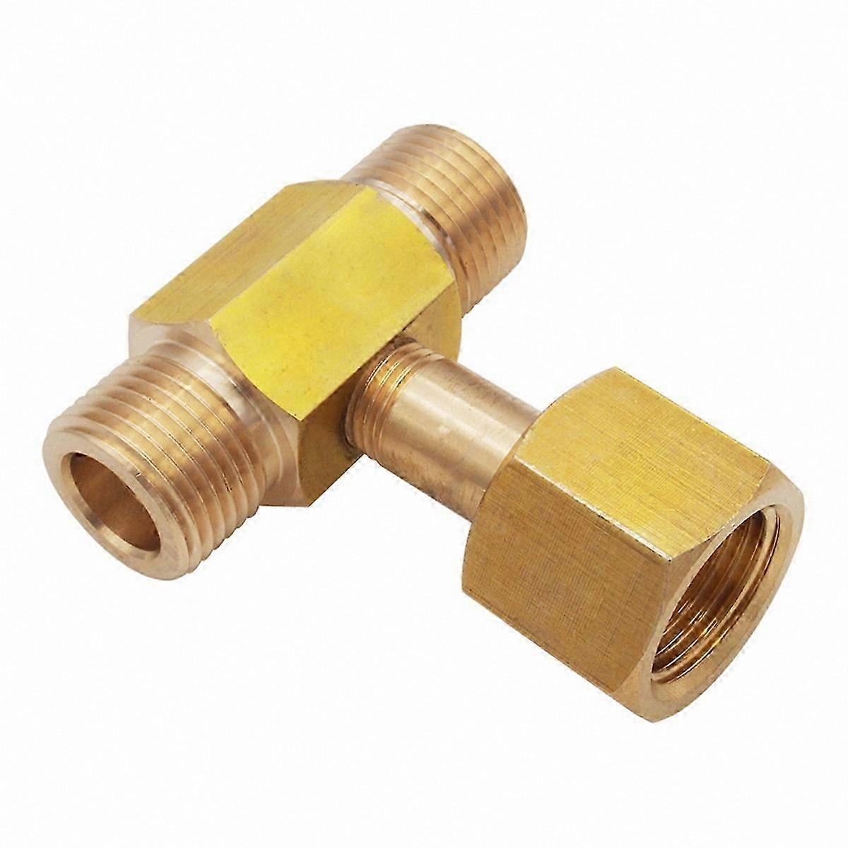 3-Way Brass Threaded CO2 Tank Connector for Beer Brewing, Charging and Filling Adapter with 21.8-14 Threads