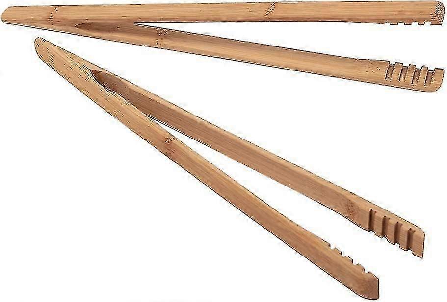 2 Pieces Bamboo Toast Tongs, Tongs For Cooking With Cooking Oil Coating, Eco-friendly