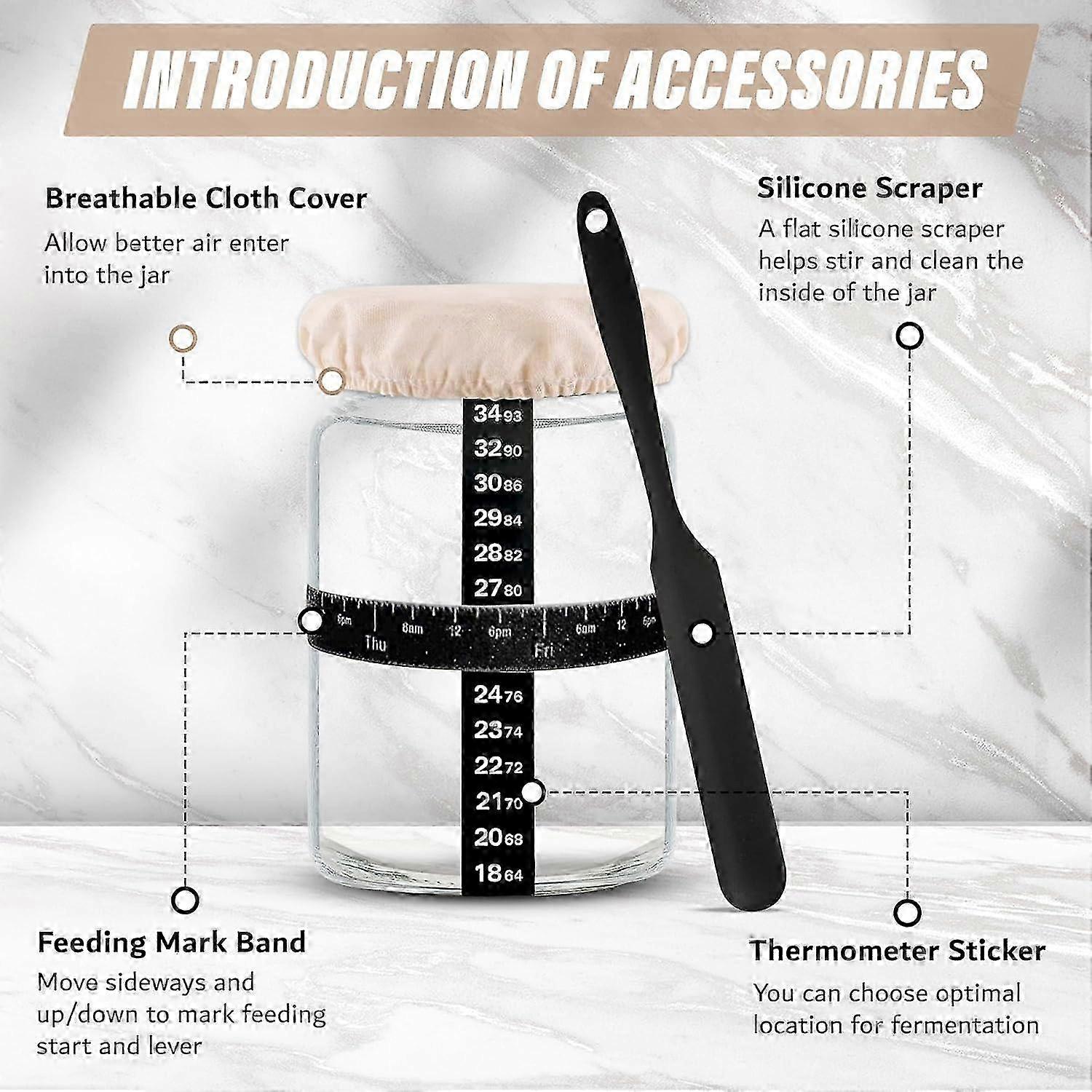 2 Pack Sourdough Starter Jar Kit for Baking 24oz 2025