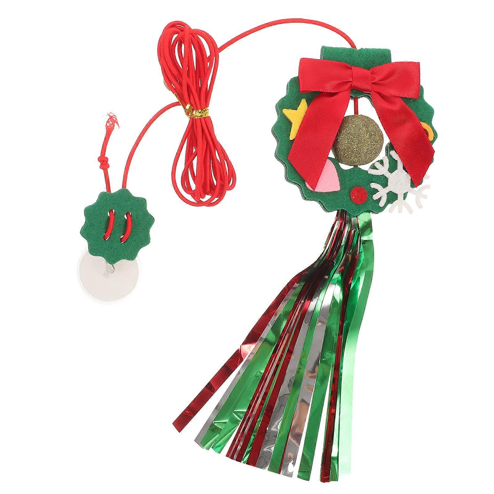 Interactive Xmas Cat Toy Hanging Door Sticky Elastic Cord 4Pcs Set