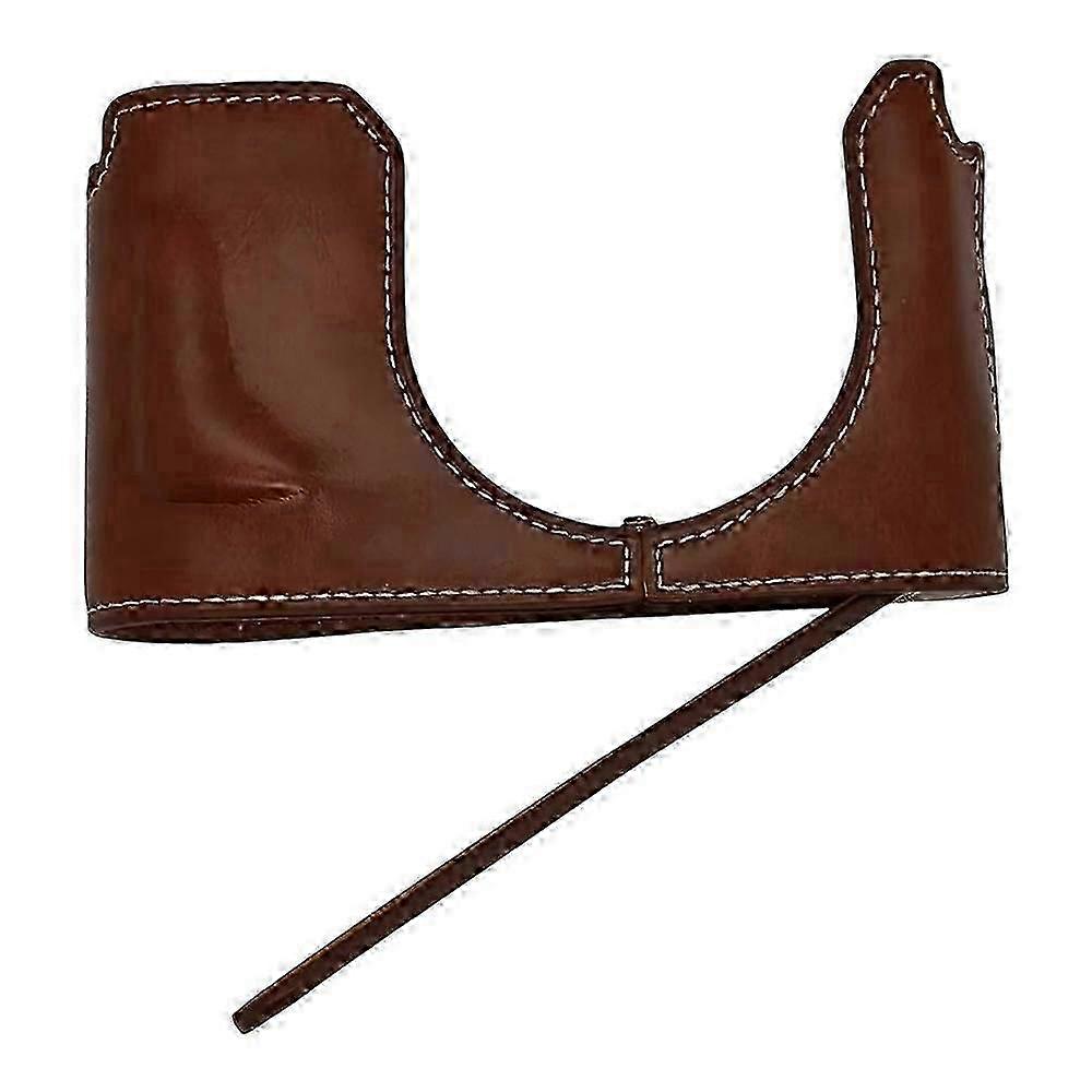 Camera case for Leica Q3 with bottom opening for easy battery replacement coffee color