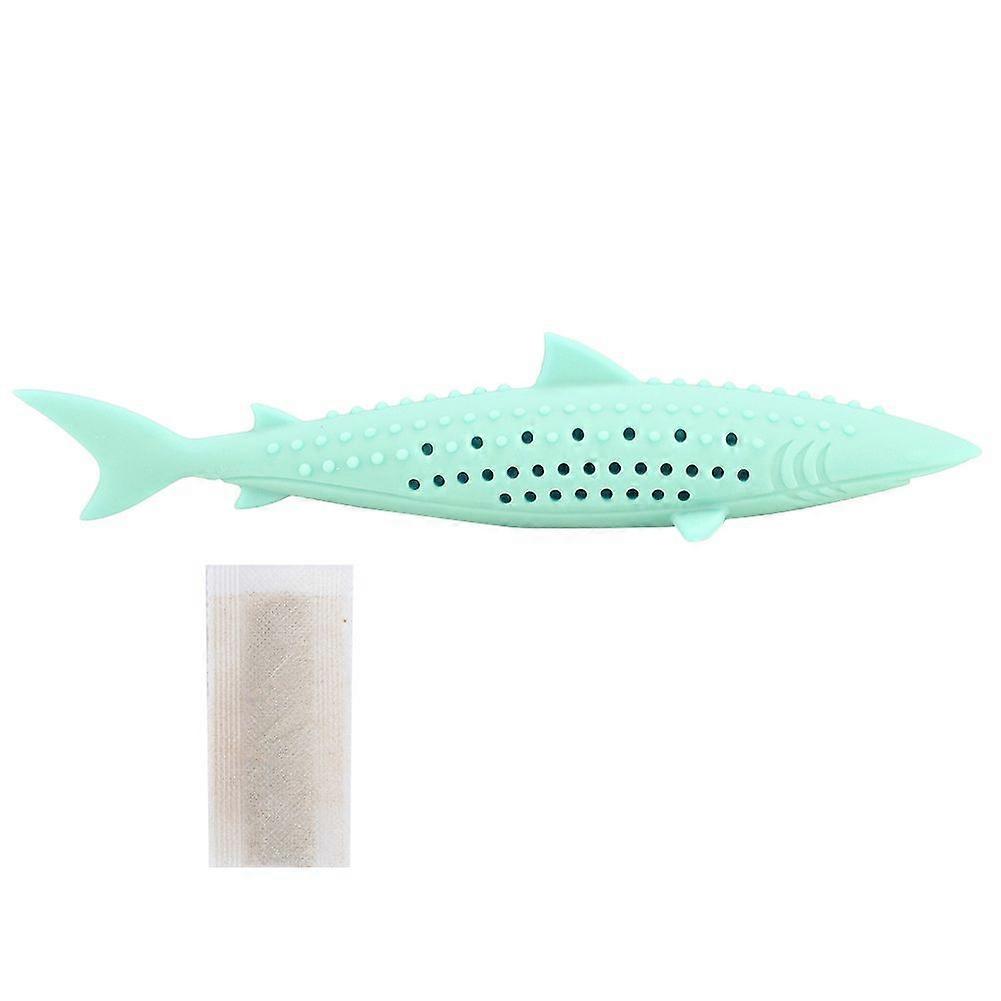 Silicone Pet Cat Catnip Molar Teeth Cleaning Simulation Fish Shape Training Interactive ToyGreen