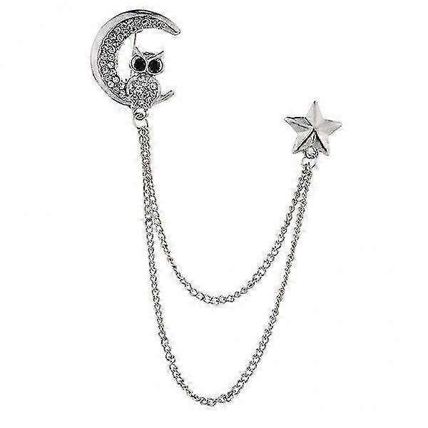Elegant owl pin for men with chain for suit accessories