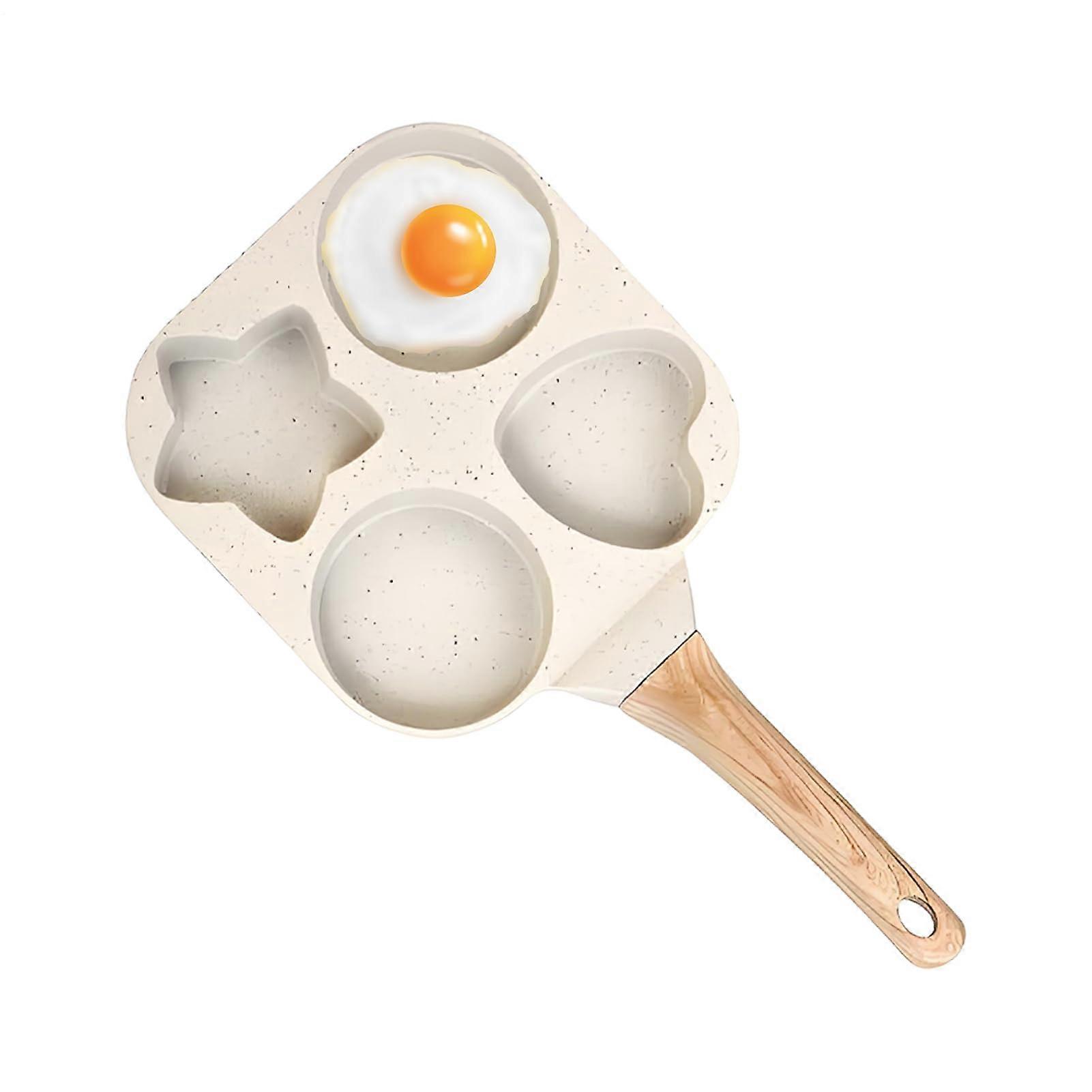 Non Stick Egg Pan 4Cup Breakfast Pan Ergonomic Handle Egg Skillet For Omelette And Pancake Cream Colored