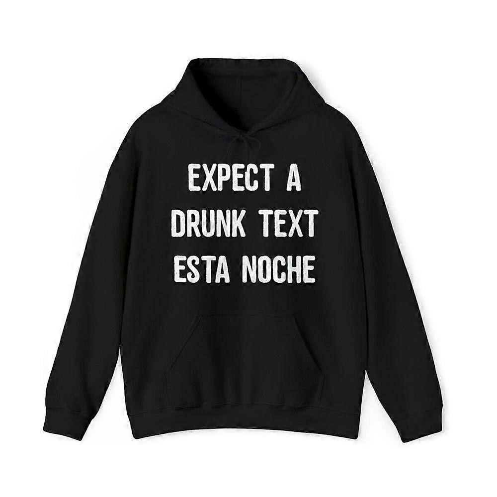 Förvänta dig en berusad text esta noche grafisk hoodie, storlekar S-3XL