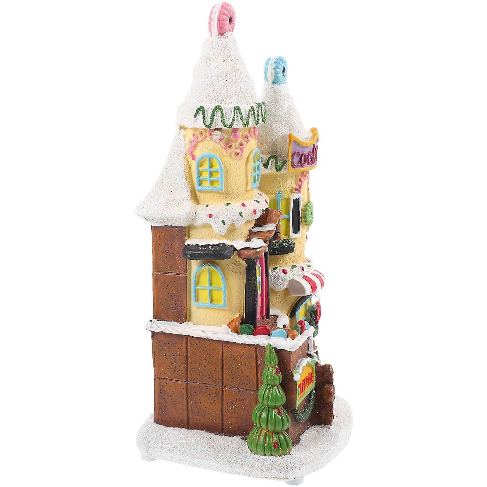 Christmas Luminous House Resin Desktop Villa for Decoration Use Without Battery