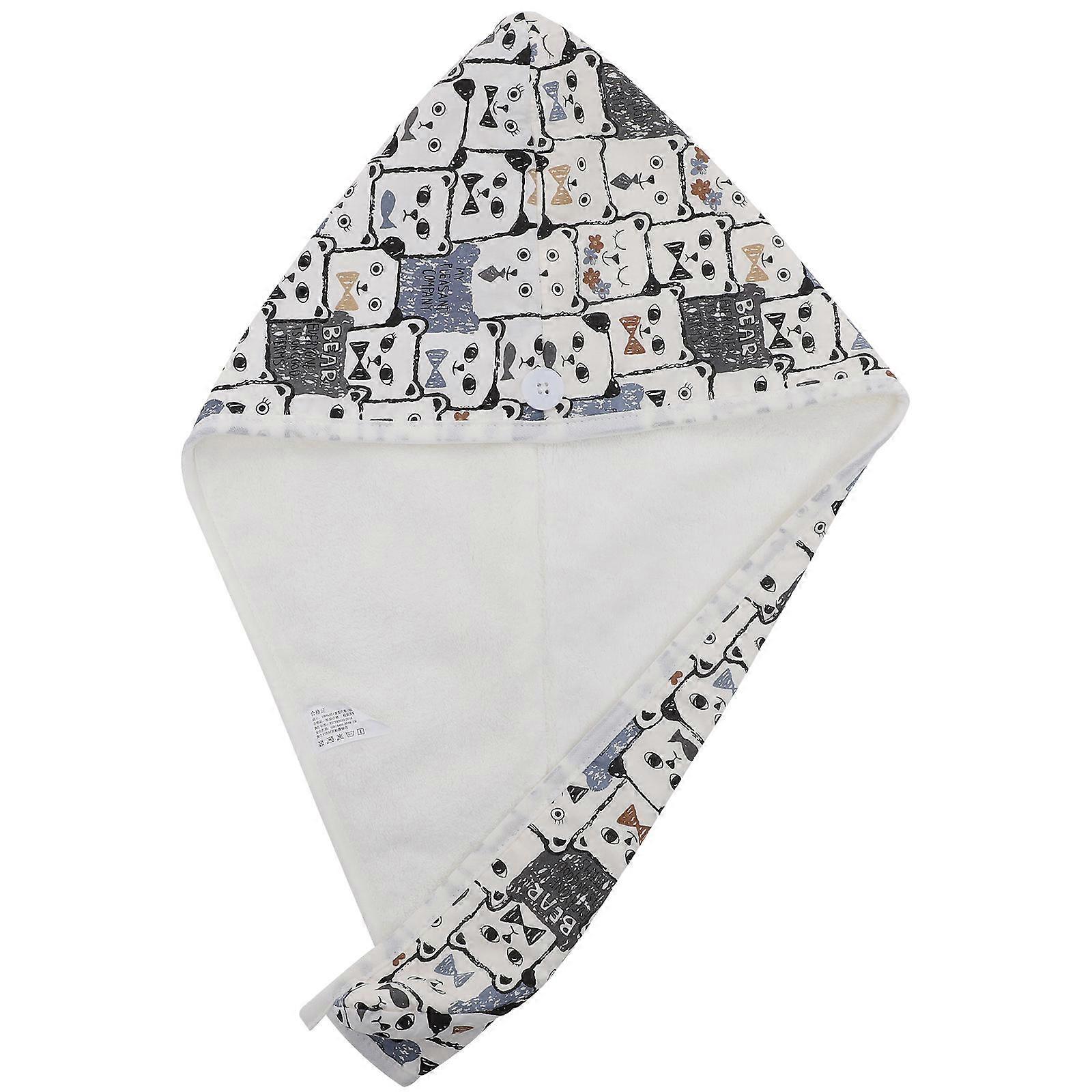 Absorbent Hair Towel Wrap Bathing Traveling Coral Fleece Cotton Multi Color Button Design Hat Shape Reduce Heat Damage 1Pack