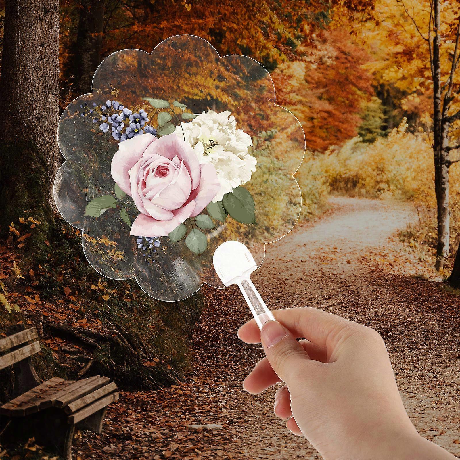 PVC Blank Fans for DIY Painting Use 8Pcs Transparent White Hand Fans