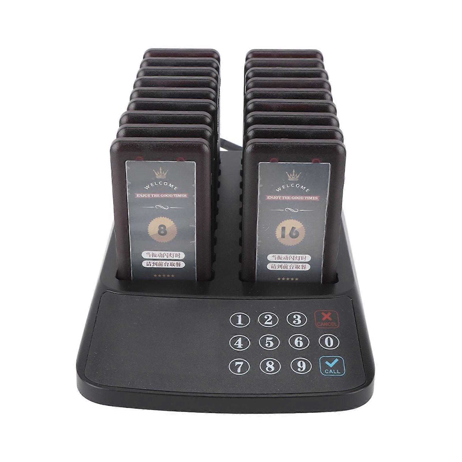 Wireless Restaurant Pager System 18 Extensions Matte Black 105x53x12mm