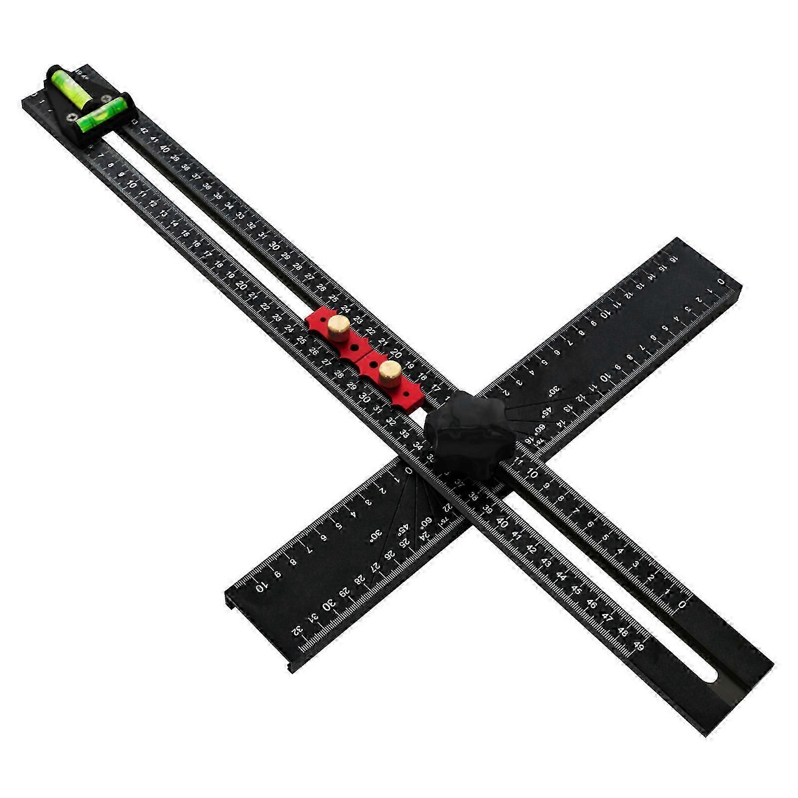 Carpentry Essential T Square Ruler 54cm, High Accuracy Aluminum Alloy Marking Drilling Alignment Tool with Bubble Level