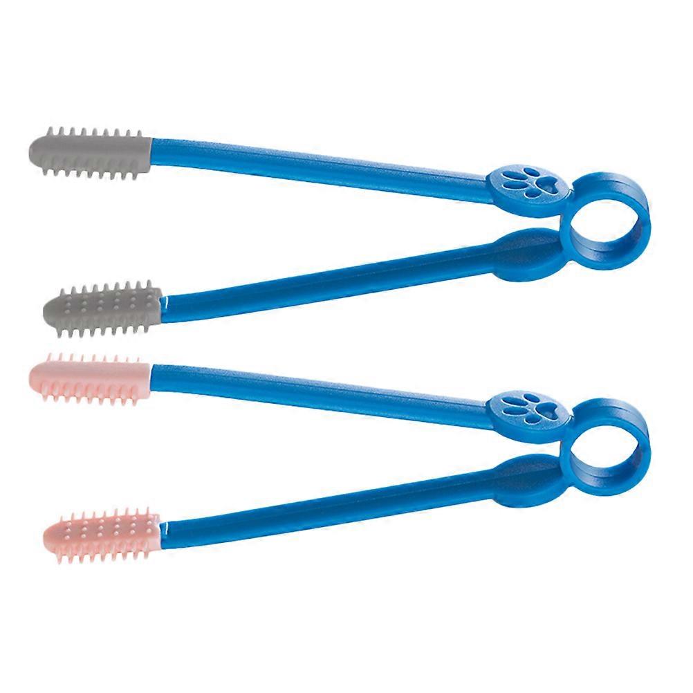 Tear Stain Removal Brush 2Pcs Ergonomic Grip for Daily Grooming and Pet Cleaning in Assorted Color Made of Abs and Soft Rubber