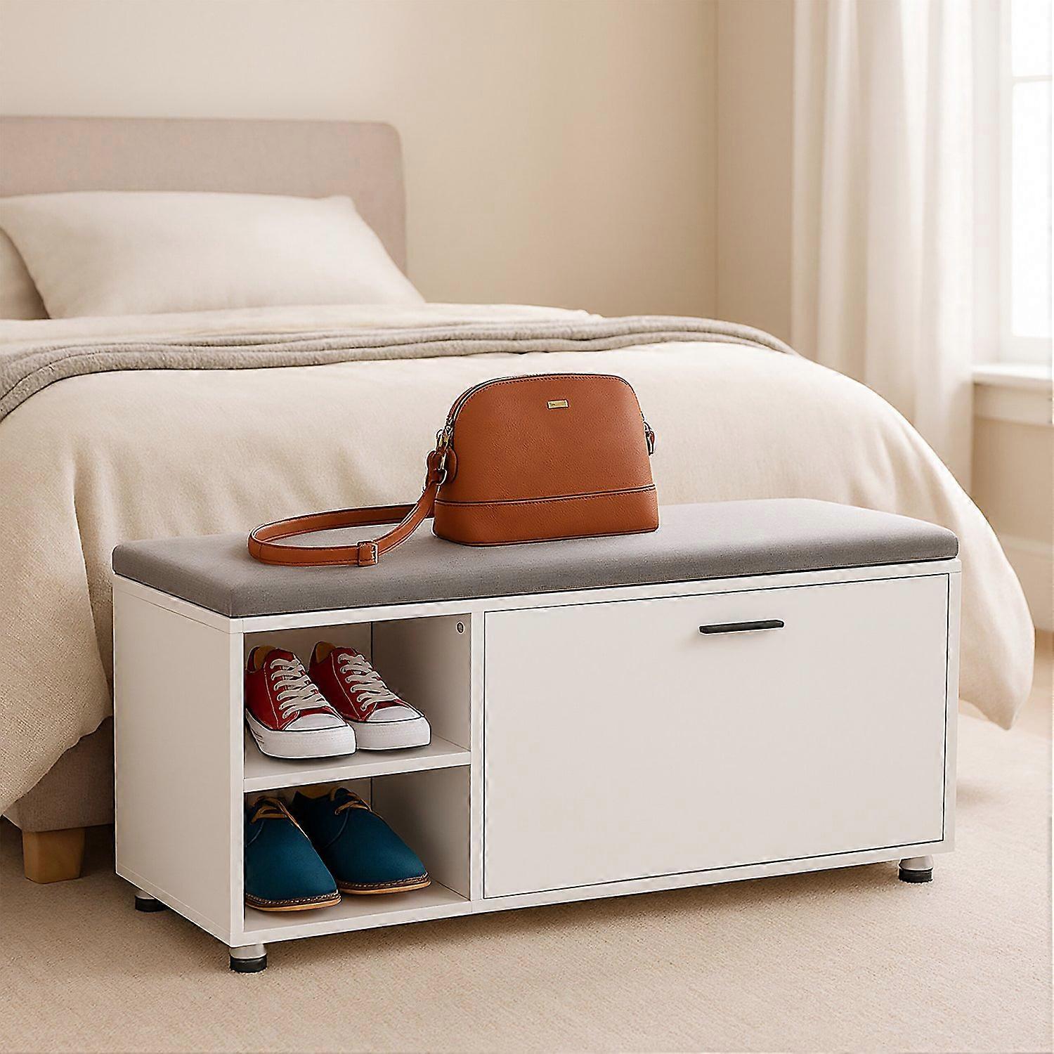 Shoe bench with cushion & hall cabinet set