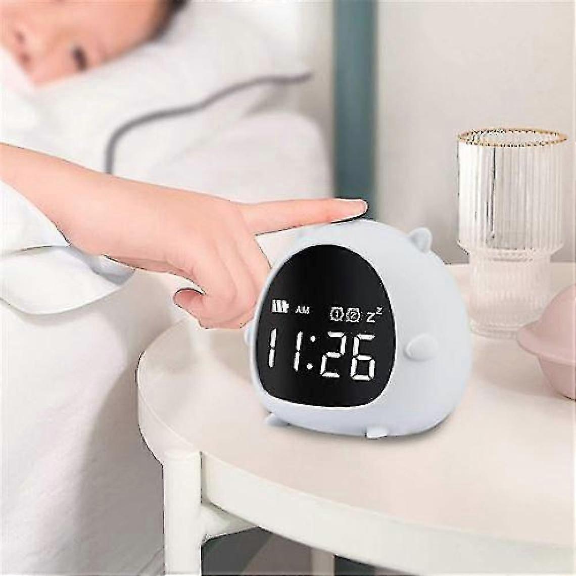Rechargeable Digital Alarm Clock With Countdown Function, Voice Command Display, Gray