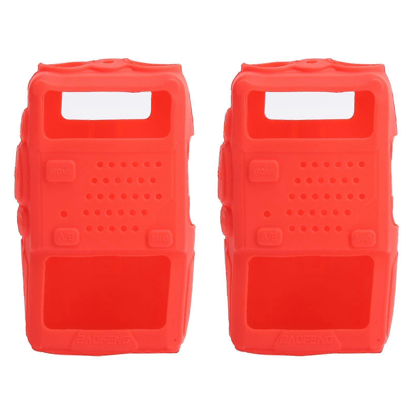 2PCS Mini Walky Talky Silicone Protective Soft Cover TwoWay Radio Protector for Baofeng UV5R(Red )