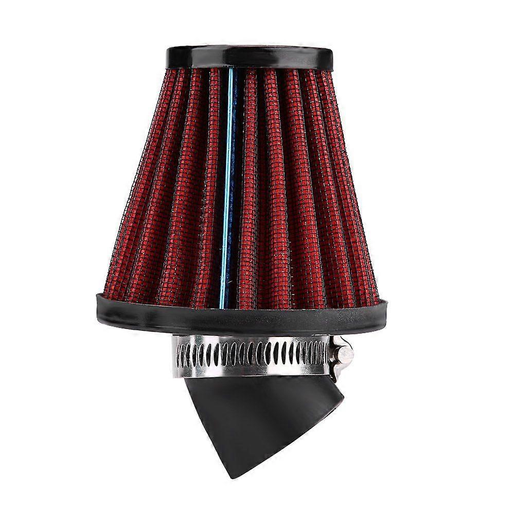 45 Degree Bend Motorcycle Air Intake Filter Cleaner Universal 48mm/1.9inch Red