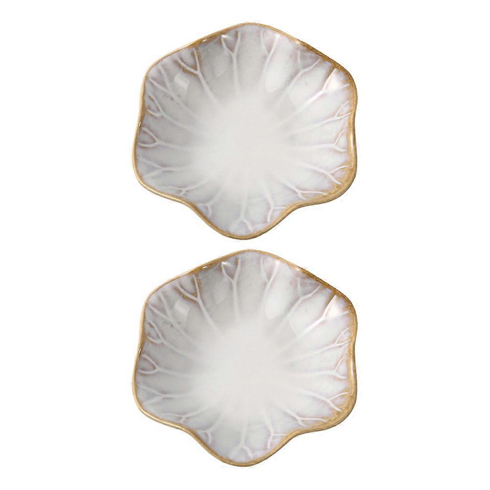 Ceramic Seasoning Dishes for Kitchen Use 2Pcs Delicate White Condiment Plates