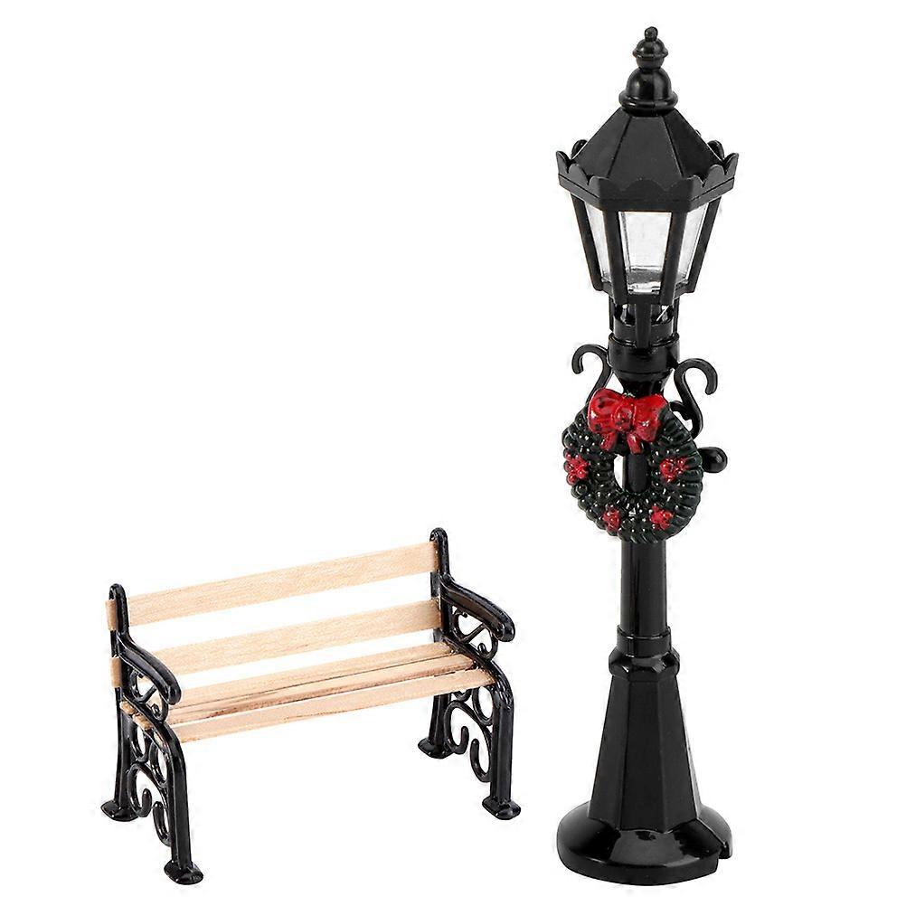 Bench Miniature Chair for Landscape Decoration 2Sets