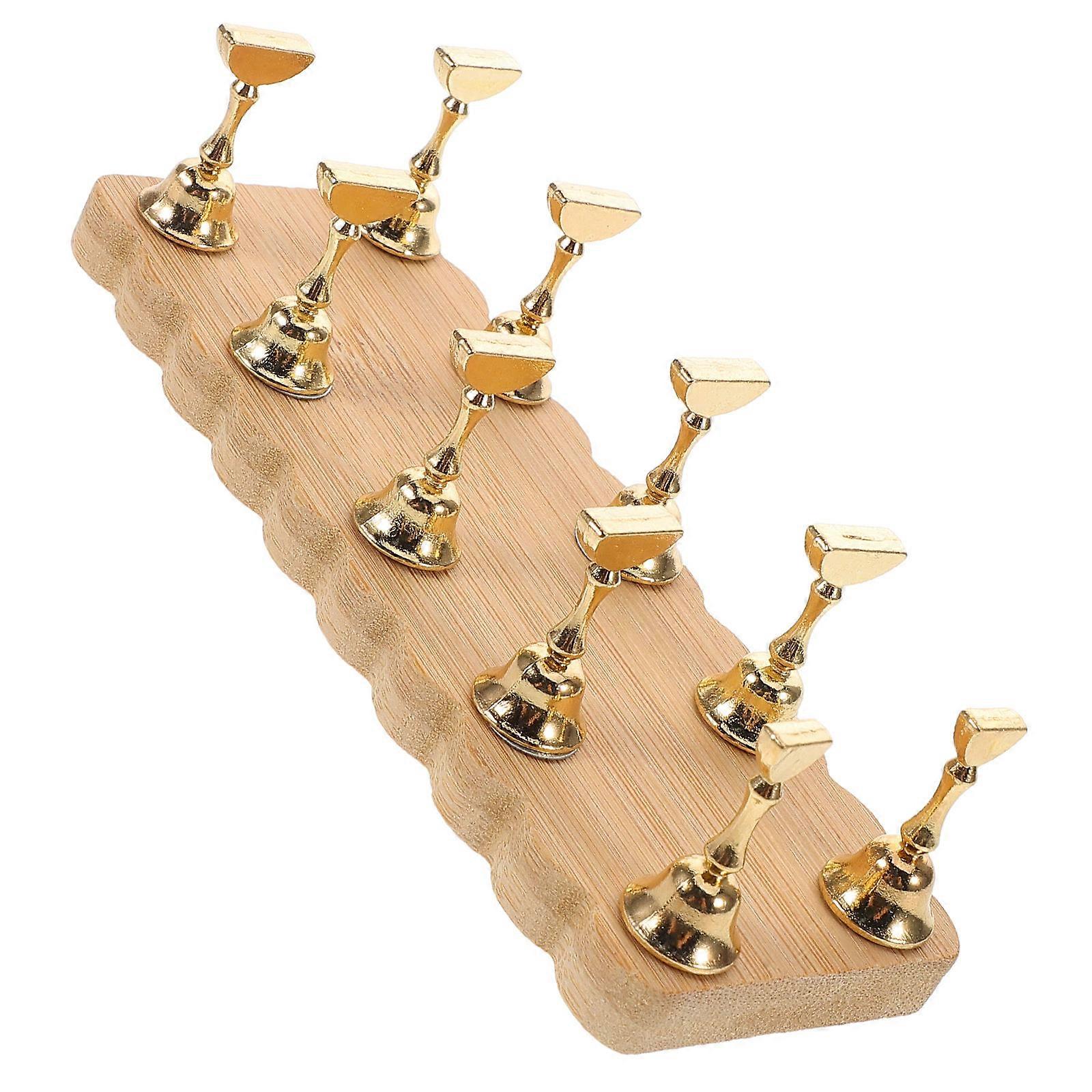 Manicure Display Holder Wood Nail Art Practice Stand for Yellow Nail Tips
