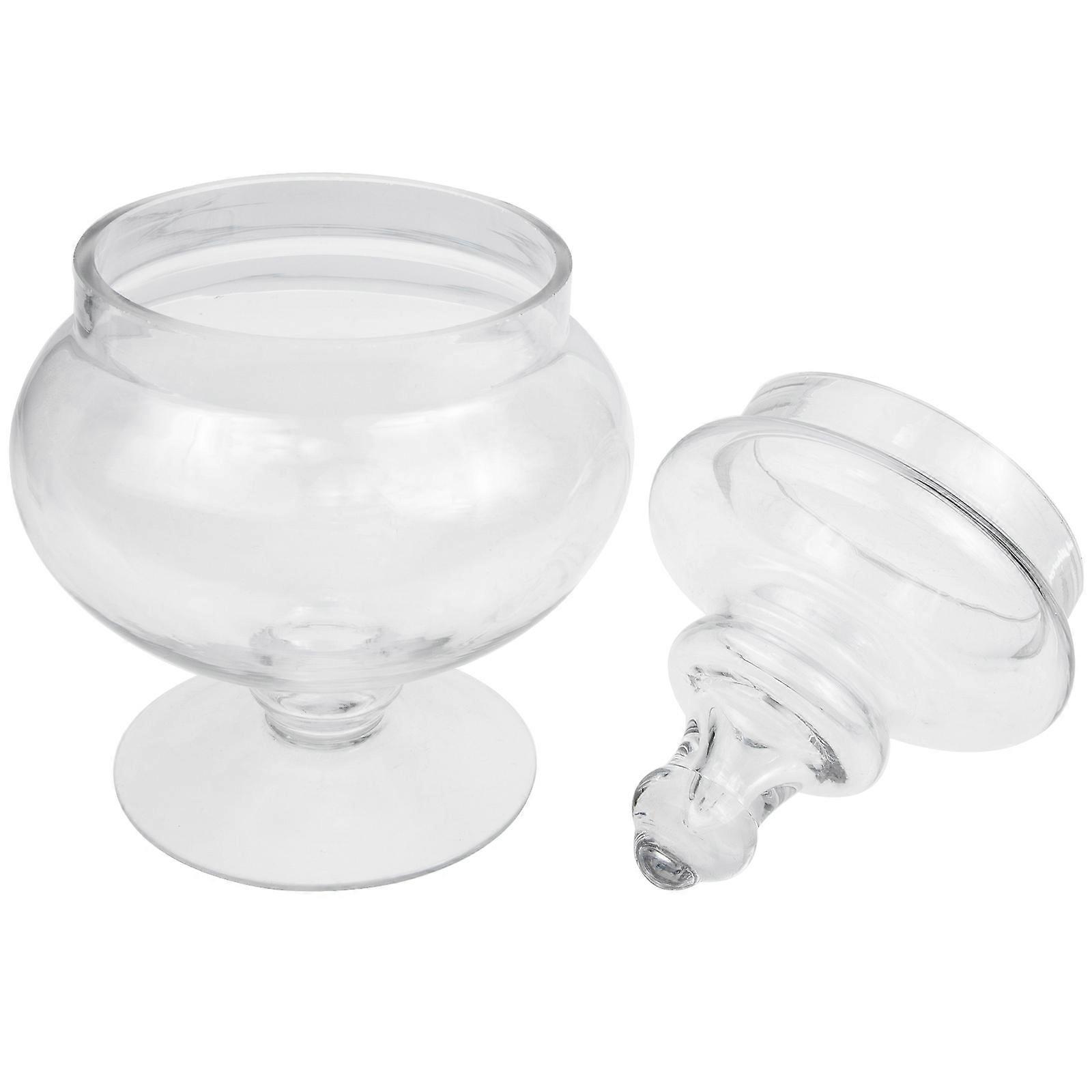 Cylindrical Glass Container 2Pcs Dust-proof Food Storage Jar For Commercial Use Clear Craft Decoration