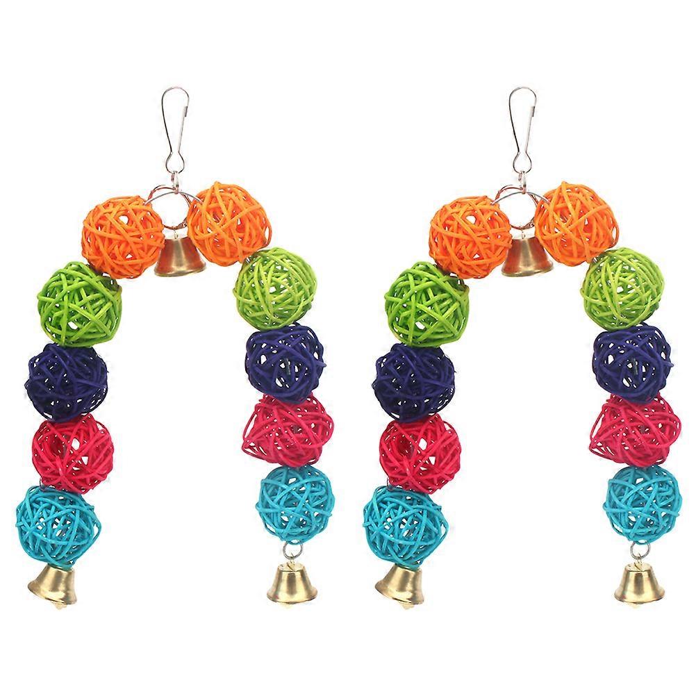 Parrot Toy Rattan Ball for Pet Bird Play 4Pcs Colorful Bite Plaything