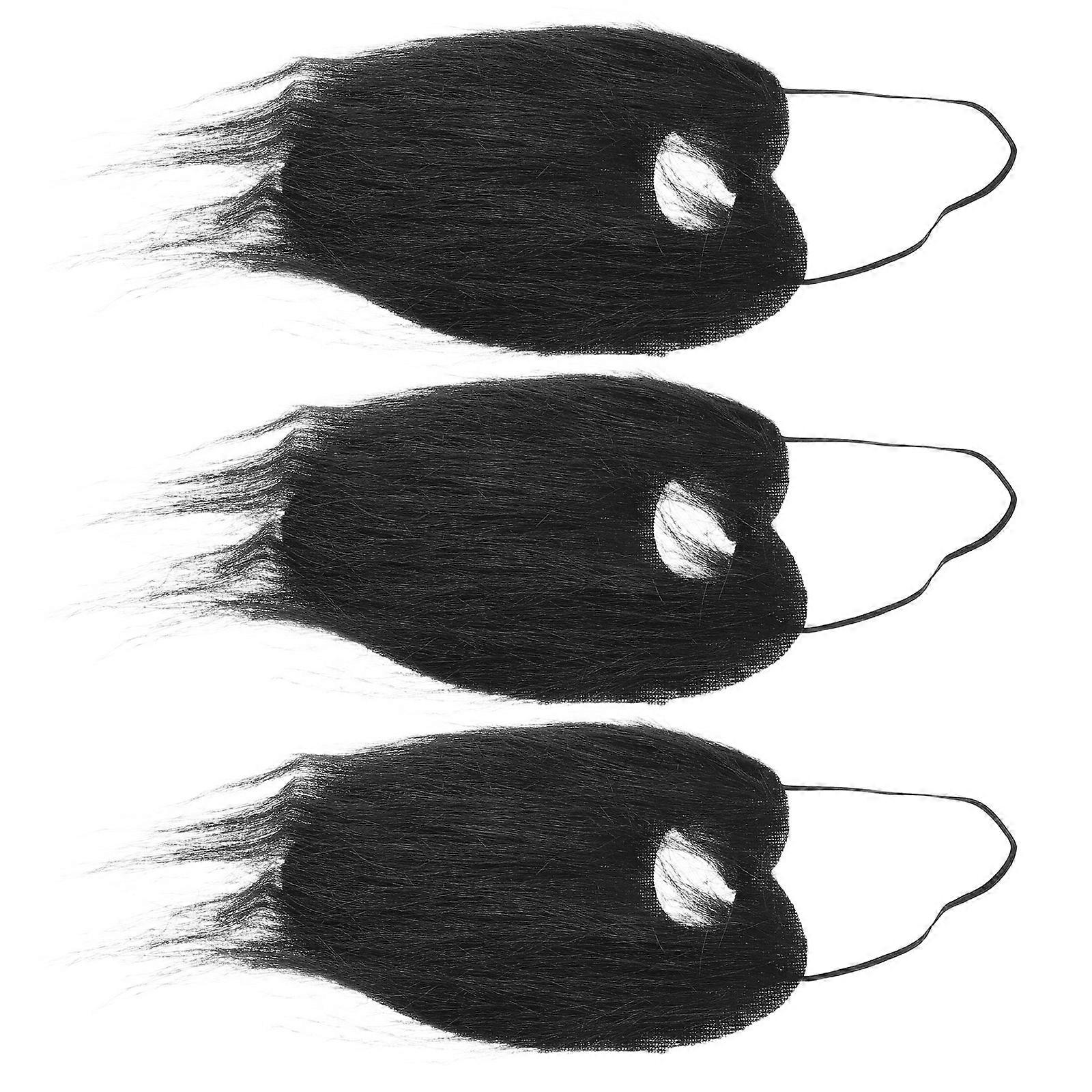 Fake Beard Black Beard Costume for Men with Elastic Strap 9Pcs