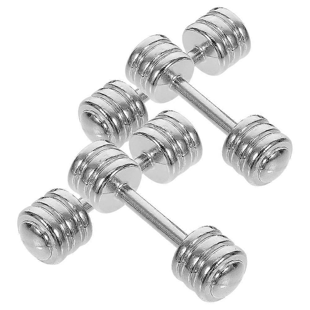 Dolls Barbell Model Miniature Dumbbells for Decor 12Pcs Silver Alloy