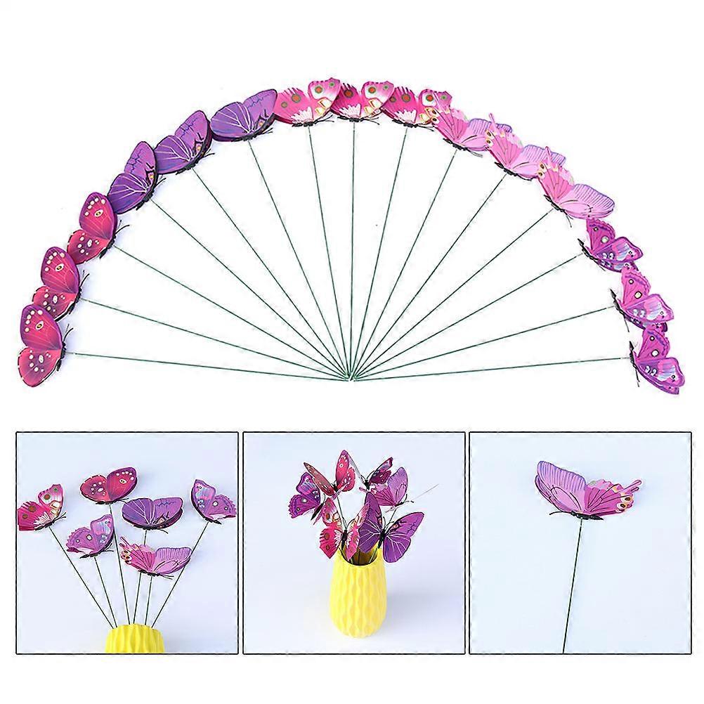 Simulation Butterfly Sticks for Plants Ornamental Stakes 96Pcs Purple