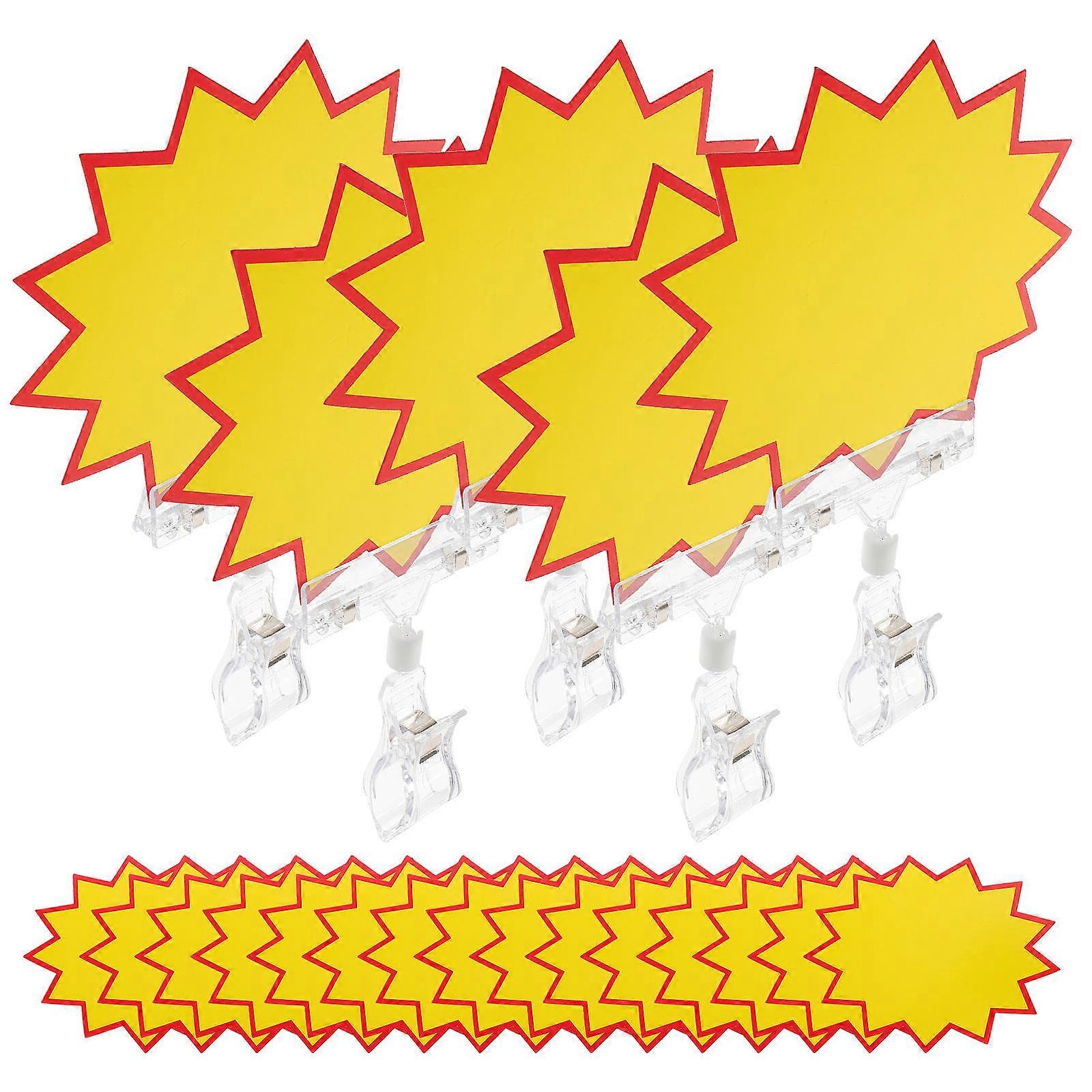 Display Advertising Signs Burst Shape 10.5X8cm Assorted Color Merchandise Sign Holder 2 Sets