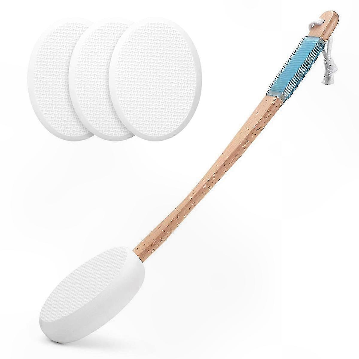 Long Handle Lotion Applicator with 4 Washable Pads for Back, Feet & Seniors - Comfortable Reach & Easy Self-Care Solution