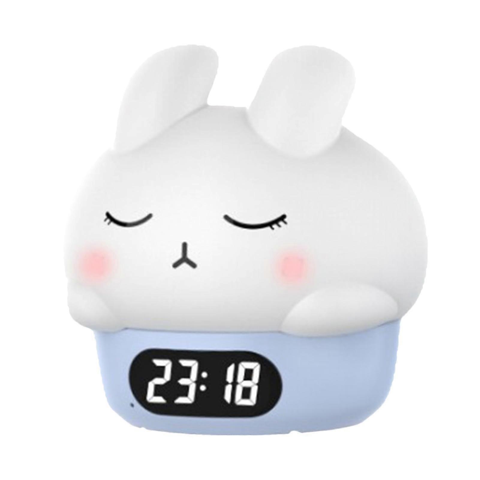 Rabbit Alarm Clock Silicone Rabbit Pat Light Digital Alarm Clock Wake Up Lamp For Bedroom And Kids Blue