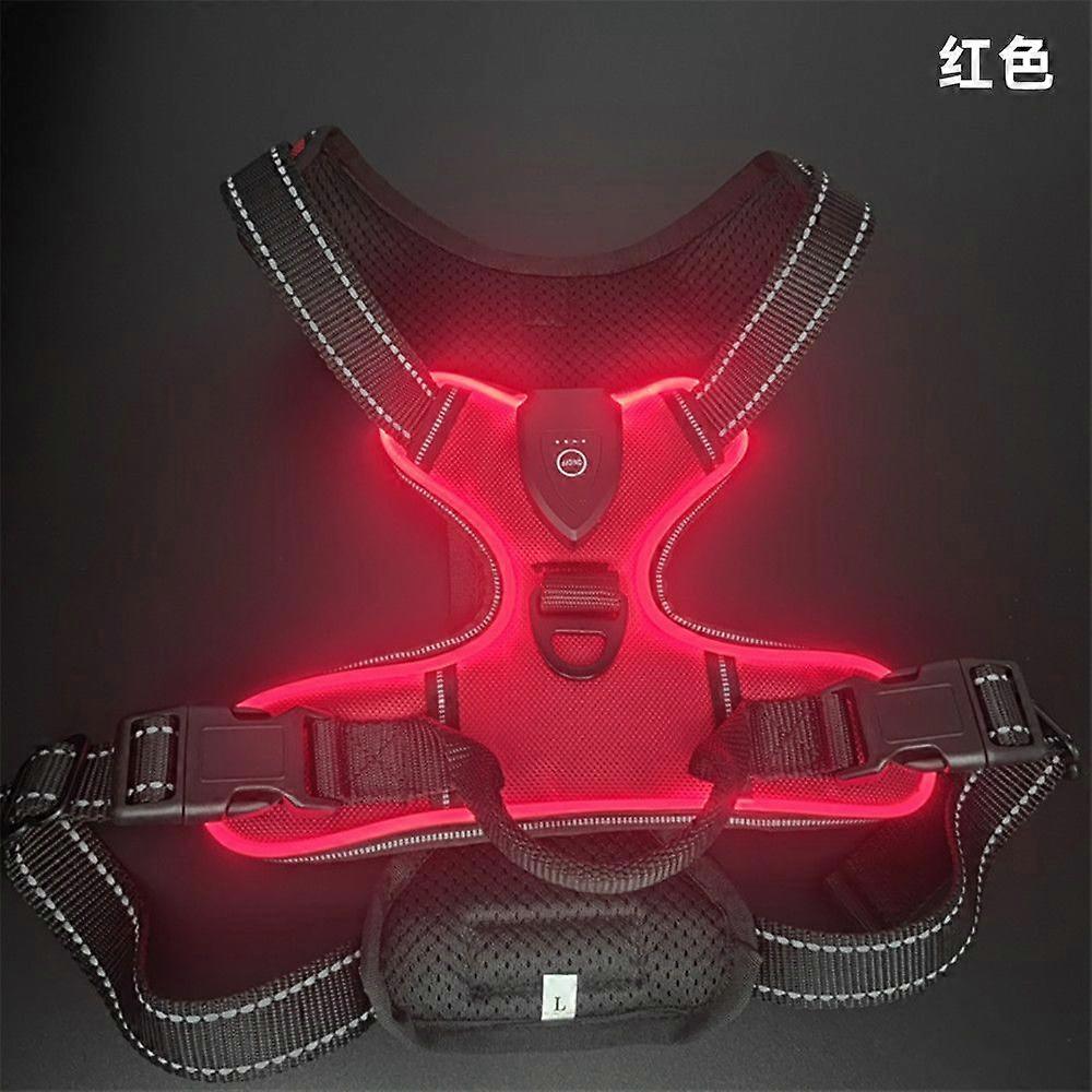 Light Up Dog Harness - LED Dog Harness Rechargeable for Night Walking,Flashing for More Than 20 Hours, Oxford Cloth