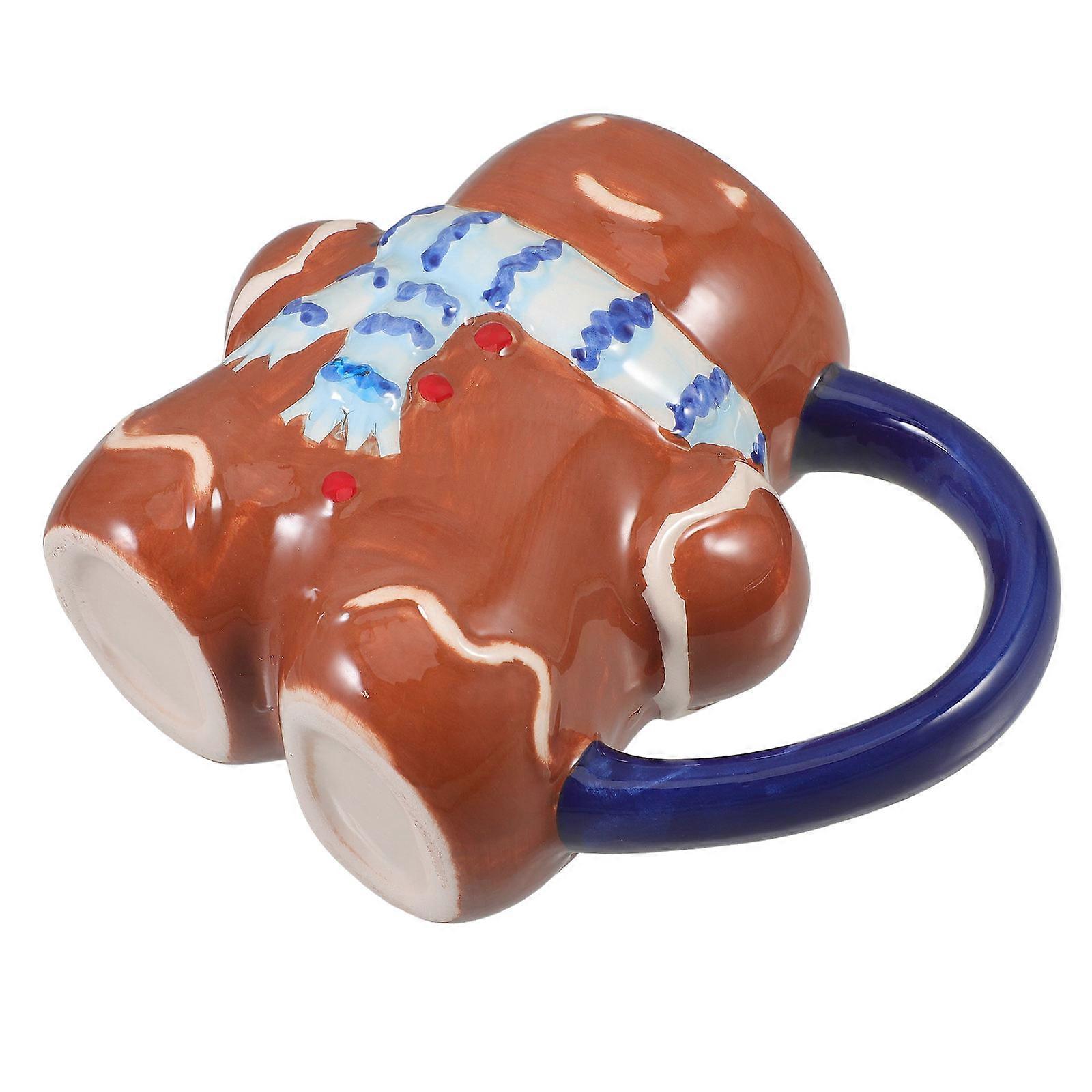 Ceramic Milk Cup Gingerbread for Coffee Drinking 2Pcs Multi-Functional