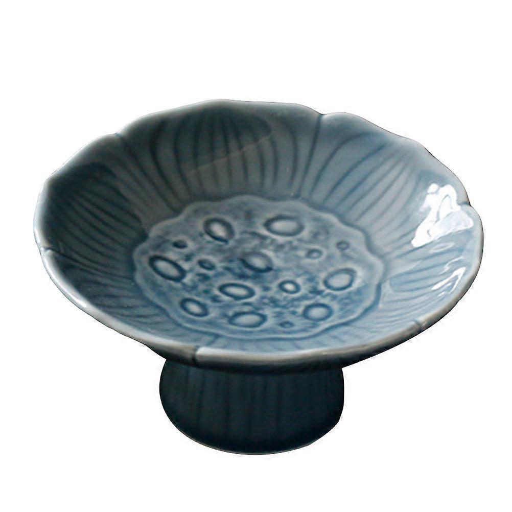 Footed Fruit Plate Ceramic Food Displaying Stand Home Use Round High Footed 1Set