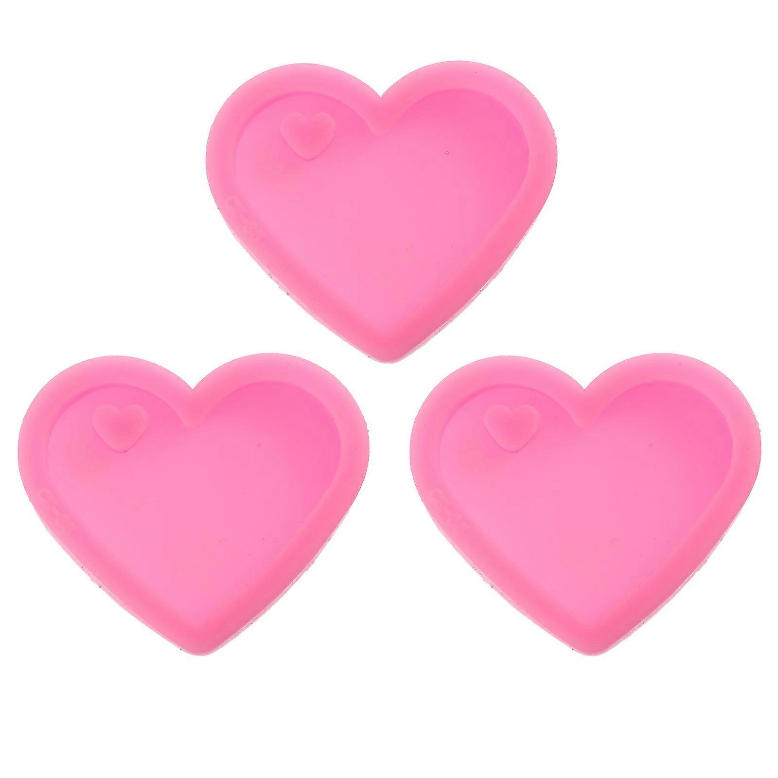 Pink Silicone Molds for Heart Pendant DIY Key Chain 12Pcs Set