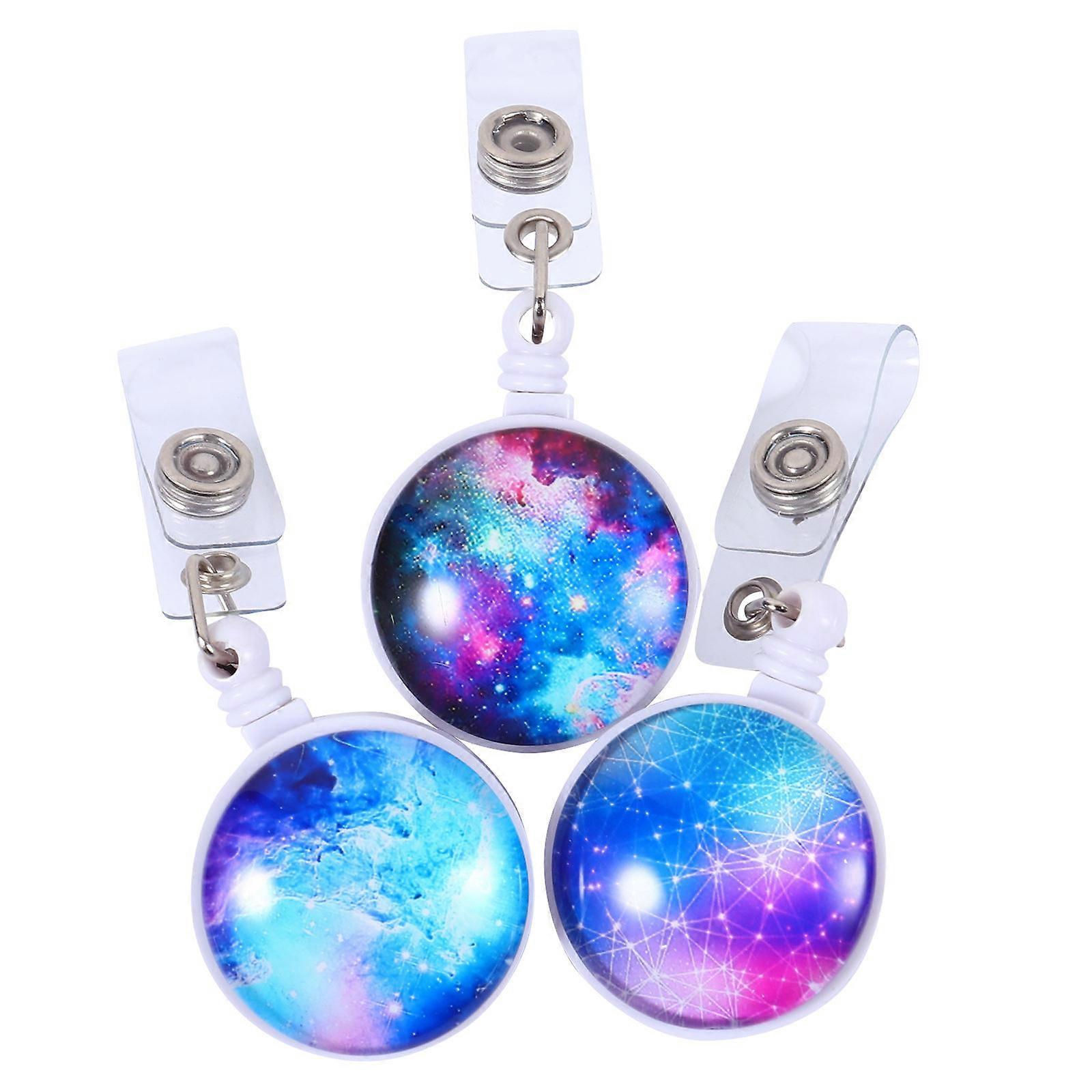 Star Badge Holder Clip For Daily Use Adults Multi Color Retractable ID Holder 3Pcs
