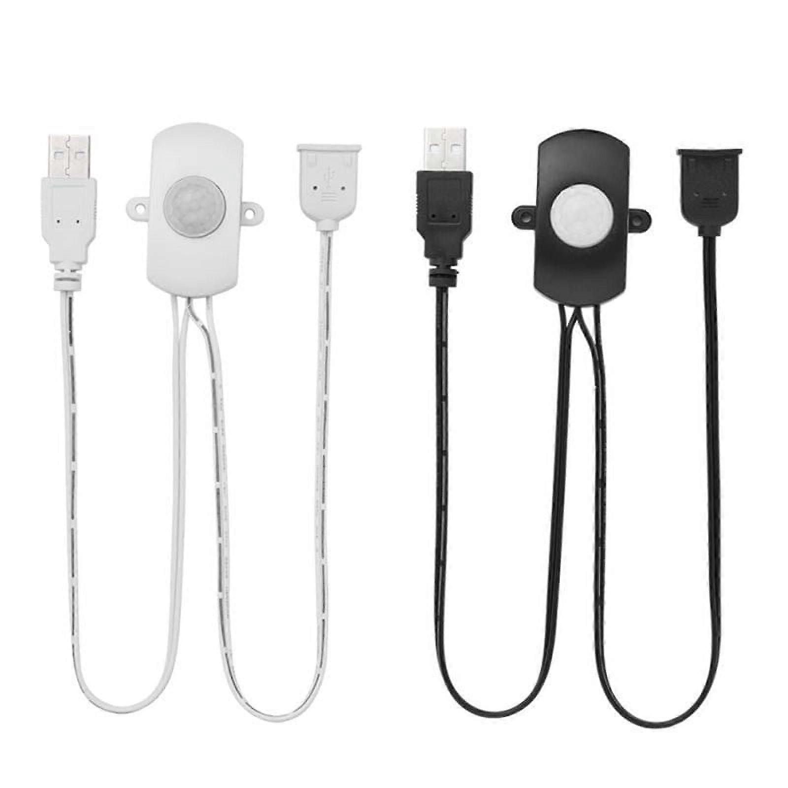 2x 5A DC5-24V Mini USB PIR Infrared Motion Sensor Detector Automatic Switch for LED Light Strip (White&Black)