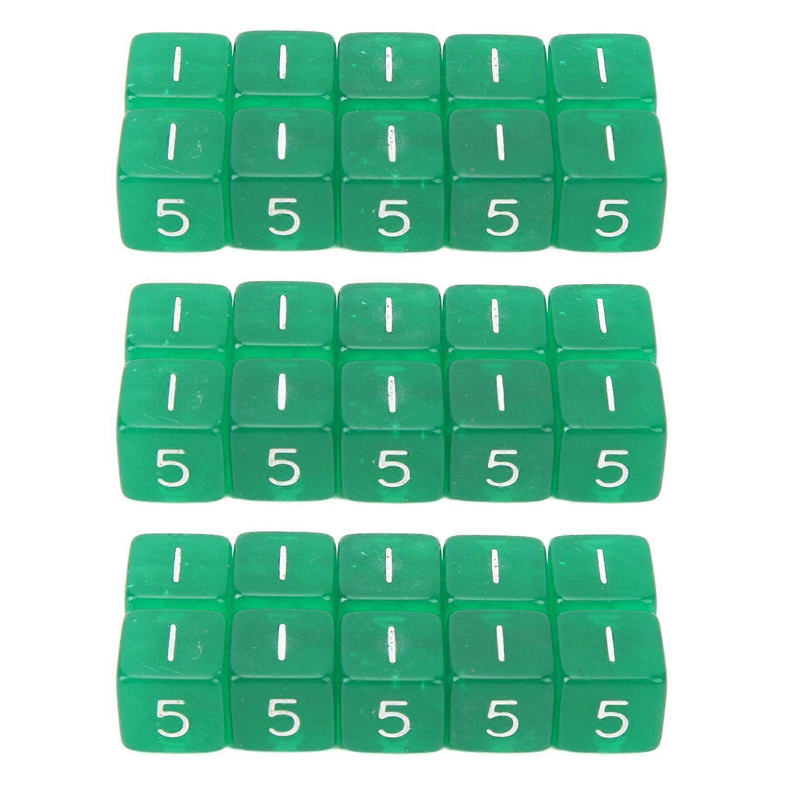 30PCS Dice Cubes Right Angle Transparent Colored Plastic 6 Sided Dices for Games Green