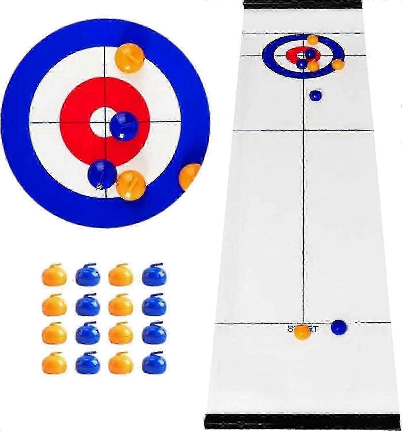 Tabletop Curling Game, Family Games Fun Tabletop Mini Curling Game Set With Rollers, Shuffleboard Pucks For Kids And Adults