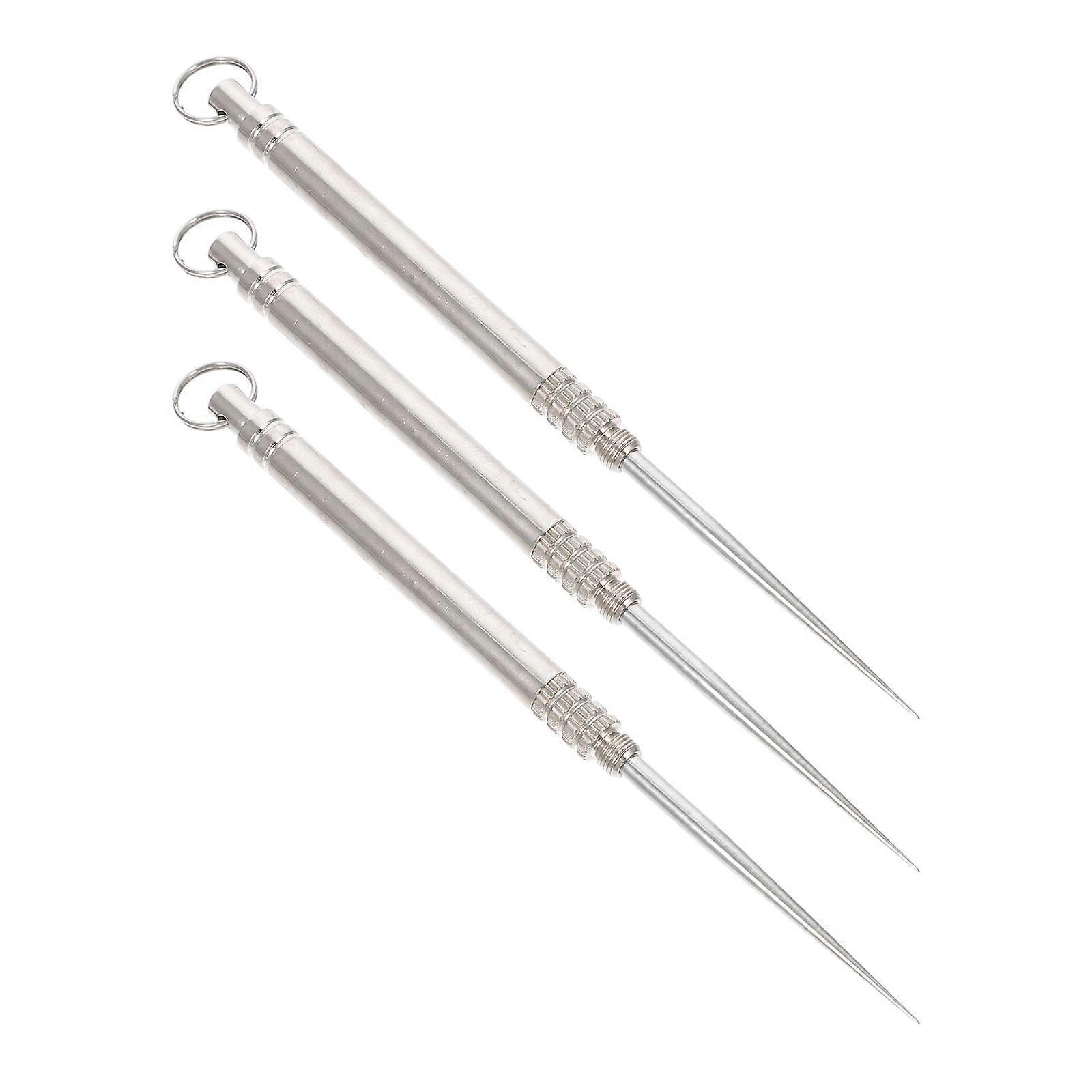 Stainless Steel Toothpick Teeth Cleaning Set with 3Pcs Silver Tools