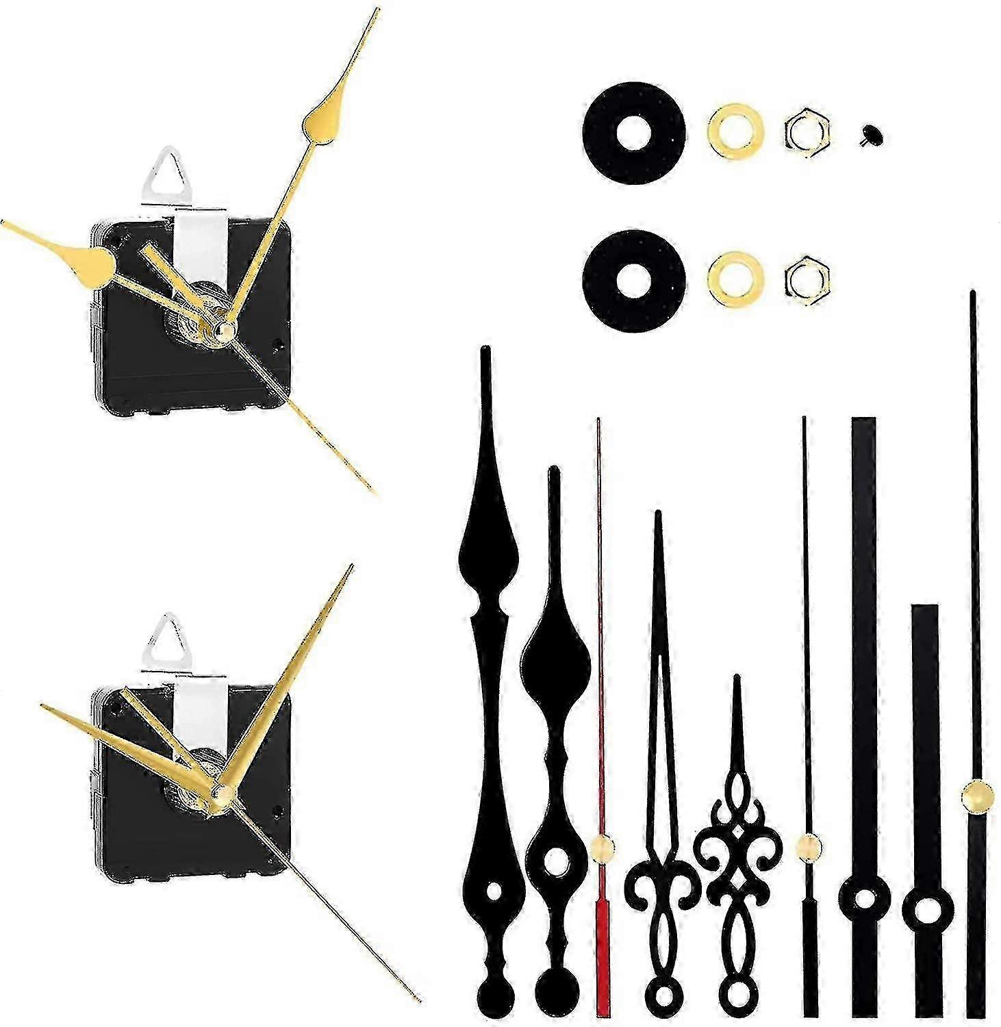 25-26 2pcs Quartz Clock Mechanism Kit, Wall Clock Mechanisms Mattery Powered Replacement, Clock Movement Parts Motor Replacement Diy Repair Parts With
