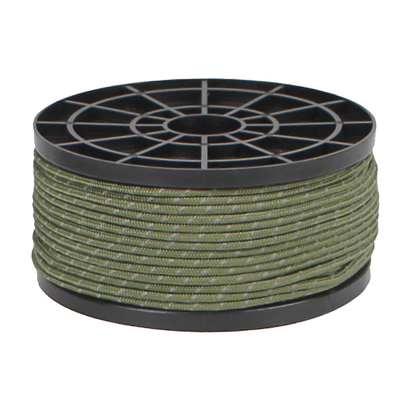 Reflective Rope Paracord 164ft 2.5mm Reflective Tent Cord Army Green For Camping Hiking Water Activities