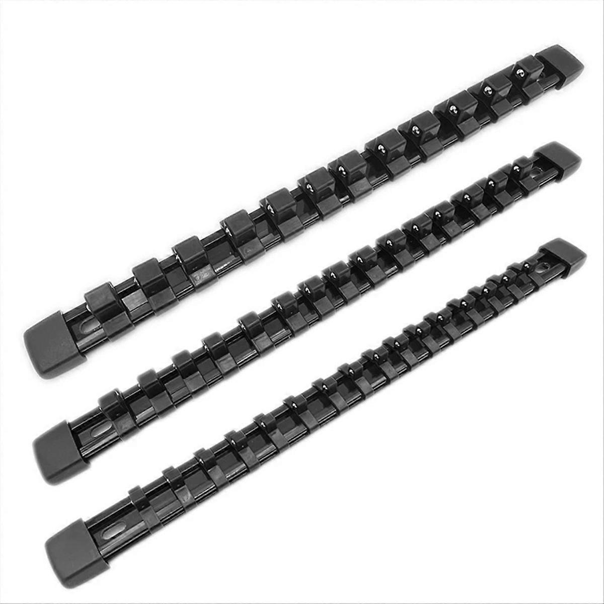 3 PCS Socket Organizer 1/2 3/8 1/4 Inch Drive Socket Rail Black
