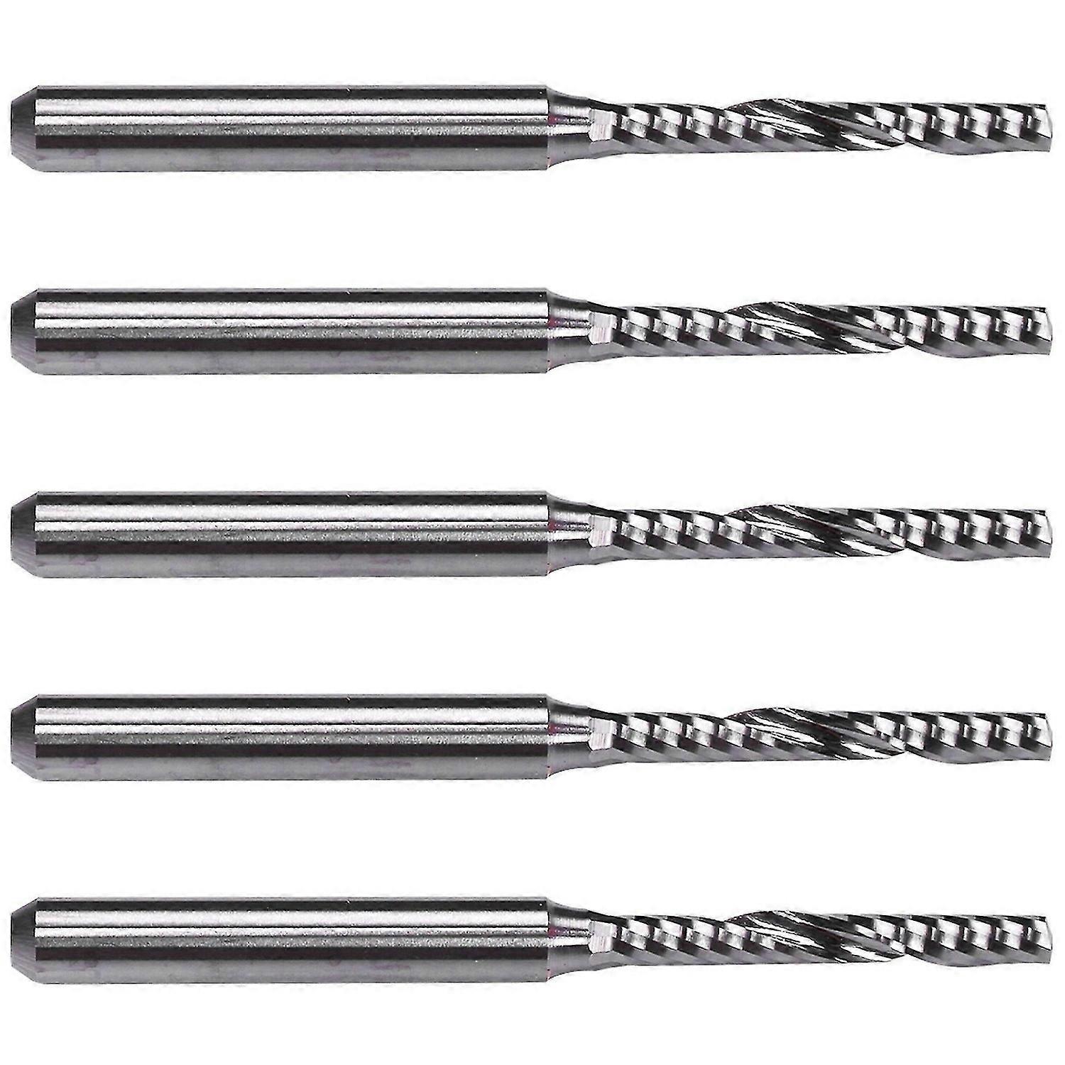 5X 2mm x 15mm Carbide Single Flute Spiral End Mill CNC Router Bit