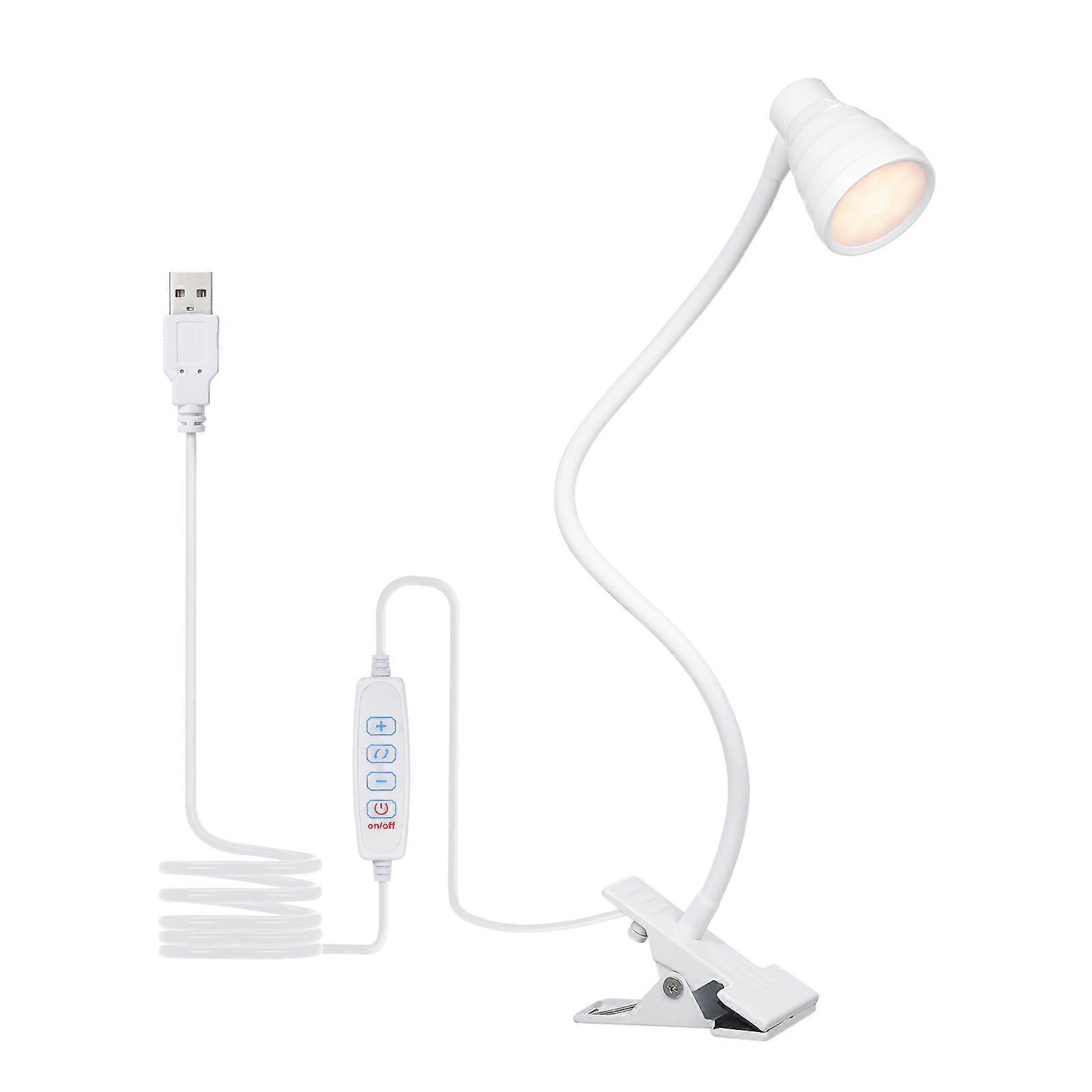 Tomshine 5W 24LEDs Table Desk Lamp Reading Beside Light Clamp CLip Lighting Fixture USB Powered Operated 3 Colors Mode Temperatu