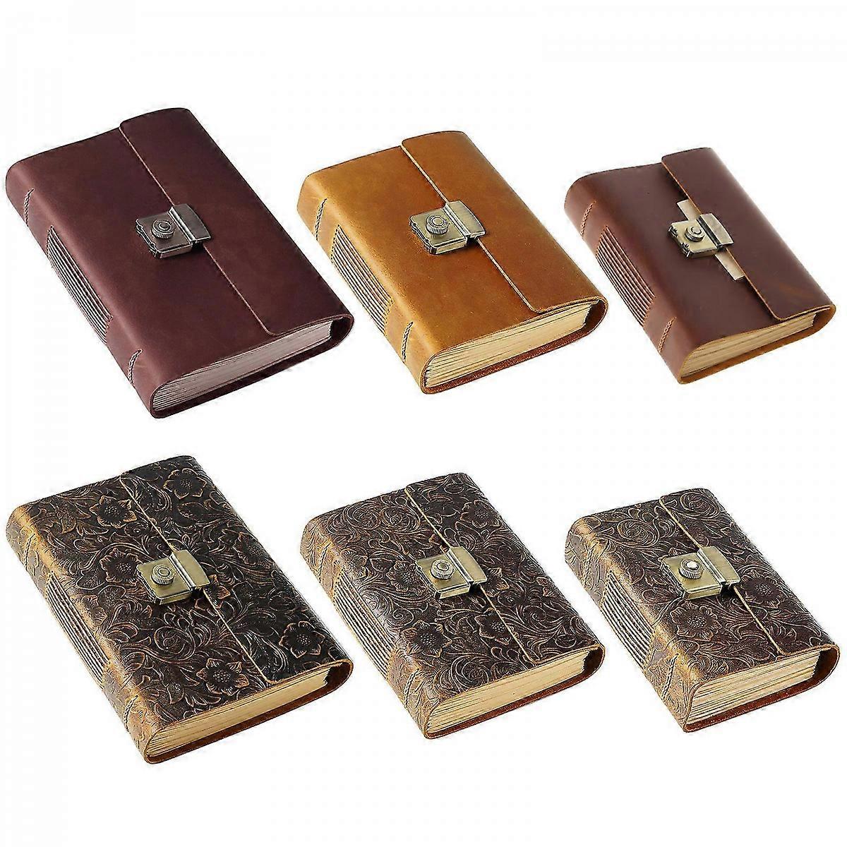Retro Leather Journey Diary Notepad Journal Planner Notebook with Password Lock for Women Men Kid Artist Writer Present A7