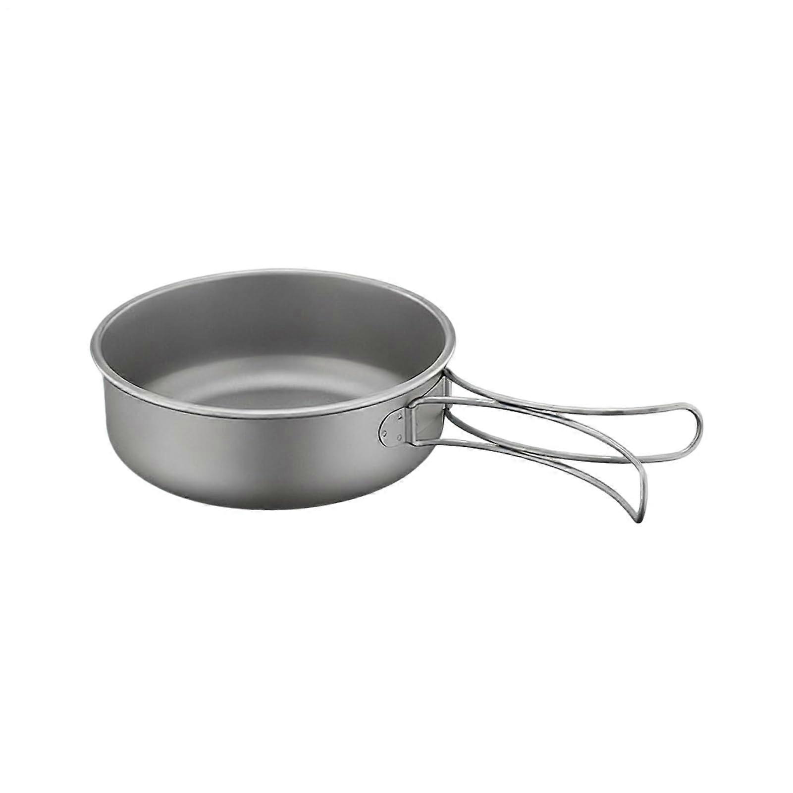 Camping Skillet Titanium FoldableHandle Pan, 700ml Capacity, Backpacking Cookware, HeatConductive Design