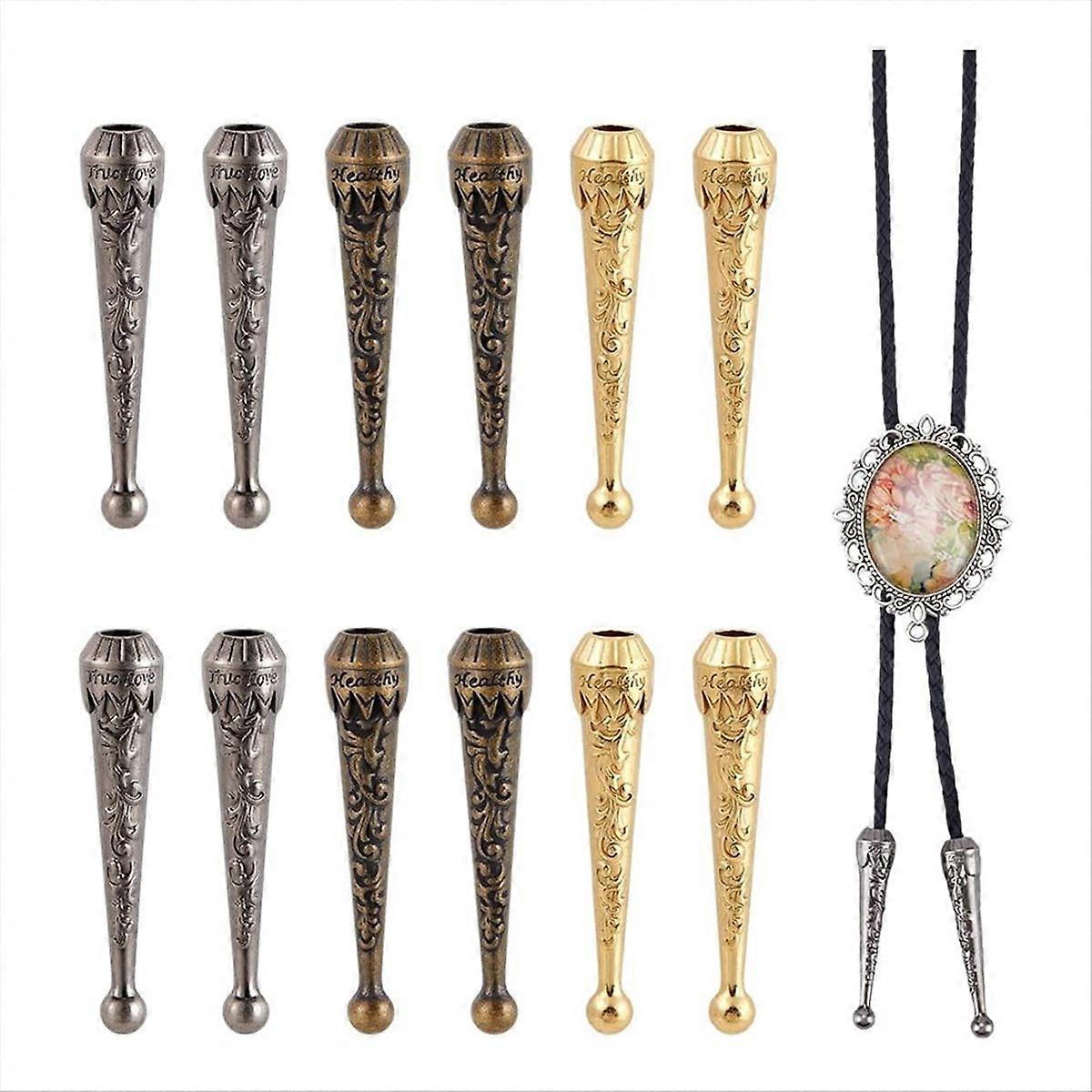 12 Pieces Cord End Caps 3 Colors Leather Cord End Caps for DIY Craft