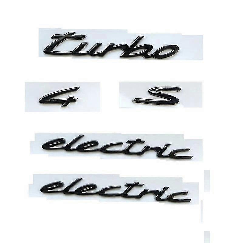 Brilliant Shiny Gloss Black Trunk Fender Letters turbo 4 S electric Emblems Symbols Car Nameplate