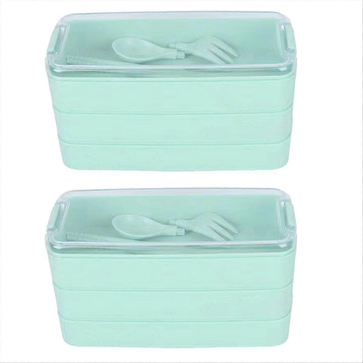 Outdoor Lunch Box Microwaveable with Fork & Spoon Green
